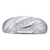 Image 1 : 1/10 CTW Mens Round Diamond Wedding Band Ring 14kt White Gold - REF-28H2R