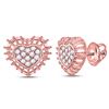 Image 1 : 1/4 CTW Womens Round Diamond Heart Earrings 10kt Rose Gold - REF-24H5R