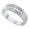 Image 1 : 1/4 CTW Mens Round Diamond Wedding Single Row Band Ring 10kt White Gold - REF-34A3M