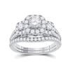 Image 1 : 1 & 1/2 CTW Round Diamond Bridal Wedding Ring 14kt White Gold - REF-211T4V