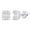 Image 1 : 5/8 CTW Womens Round Diamond Fashion Cluster Earrings 14kt White Gold - REF-72T3V