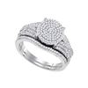 Image 1 : 1/2 CTW Round Diamond Bridal Wedding Ring Band Set 10kt White Gold - REF-45V2Y
