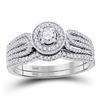 Image 1 : 1/2 CTW Round Diamond Bridal Wedding Ring 10k White Gold - REF-61W9H