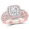 Image 1 : 1 CTW Round Diamond Bridal Wedding Ring 14kt Rose Gold - REF-136N4A