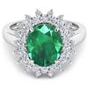 Image 3 : Natural 3.93 CTW Zambian Emerald & Diamond Ring 14K White Gold - REF-169H5T