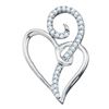 Image 1 : 1/10 CTW Womens Round Diamond Heart Pendant 10kt White Gold - REF-12M2F