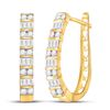 Image 1 : 1 CTW Womens Round Diamond Hoop Earrings 10kt Yellow Gold - REF-68A2M