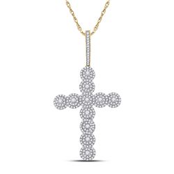 1 & 1/2 CTW Mens Round Diamond Cross Charm Pendant 10kt Yellow Gold - REF-106A3M