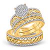 Image 1 : 5/8 CTW His Hers Round Diamond Cluster Matching Wedding Set 10kt Yellow Gold - REF-79N3A