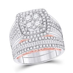 2 & 1/2 CTW Round Diamond Bridal Wedding Ring 14kt Two-tone Gold - REF-221R6X