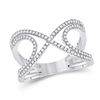 Image 1 : 1/3 CTW Womens Round Diamond Crossover Fashion Ring 10kt White Gold - REF-36W7H