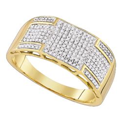 3/8 CTW Mens Round Diamond Band Ring 10kt Yellow Gold - REF-37F4W