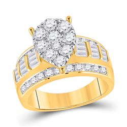 2 CTW Round Diamond Cluster Bridal Wedding Engagement Ring 10kt Yellow Gold - REF-133M5F