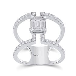 1 CTW Womens Baguette Diamond Negative Space Fashion Ring 14kt White Gold - REF-102V3Y