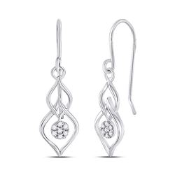 1/8 CTW Womens Round Diamond Dangle Earrings 10kt White Gold - REF-13A5M