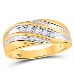 1/4 CTW Mens Round Diamond Wedding Band Ring 10kt Yellow Gold - REF-40R3X