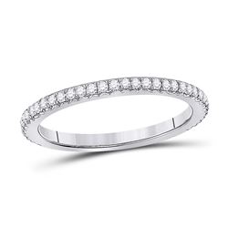 3/8 CTW Womens Round Diamond Eternity Wedding Band Ring 14kt White Gold - REF-54F5W