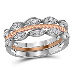 1/5 CTW Womens Round Diamond Stackable Rope Band Ring 10kt Two-tone Gold - REF-33M5F