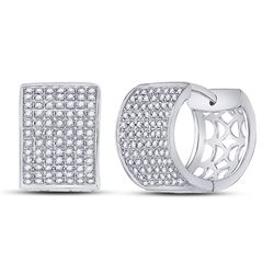 1/2 CTW Womens Round Diamond Huggie Earrings 10kt White Gold - REF-47R6X