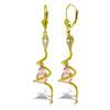 Image 1 : Genuine 4.56 ctw Pink Topaz & Diamond Earrings 14KT Yellow Gold - REF-91T4A