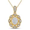 Image 1 : 1/10 CTW Womens Round Diamond Oval Cluster Pendant 10kt Yellow Gold - REF-9A5M