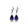 Image 1 : Genuine 9.3 ctw Sapphire Earrings 14KT White Gold - REF-87Z3N