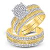 Image 1 : 3/4 CTW His Hers Round Diamond Cluster Matching Wedding Set 10kt Yellow Gold - REF-85H8R