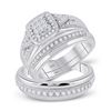 Image 1 : 3/4 CTW His Hers Round Diamond Square Matching Wedding Set 10kt White Gold - REF-112F5W