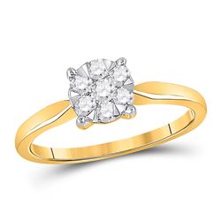 1/3 CTW Womens Round Diamond Flower Cluster Ring 10kt Yellow Gold - REF-32M7F