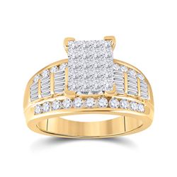 1 & 1/2 CTW Princess Diamond Cluster Bridal Wedding Engagement Ring 10kt Yellow Gold - REF-105M7F