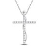 Image 1 : 1/2 CTW Womens Round Diamond Cross Pendant 14kt White Gold - REF-35X4T