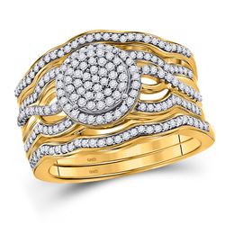 1/2 CTW Round Diamond Bridal Wedding Ring 10kt Yellow Gold - REF-58T5V