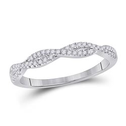 1/6 CTW Womens Round Diamond Twist Stackable Band Ring 14kt White Gold - REF-28A5M