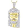 Image 1 : 3 CTW Mens Round Diamond Jesus Face Charm Pendant 10kt Yellow Gold - REF-218M2F