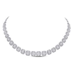 5 & 3/4 CTW Womens Baguette Diamond Cluster Necklace 14kt White Gold - REF-640W8H