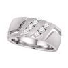 Image 1 : 1/2 CTW Mens Round Diamond Wedding Double Row Band Ring 14kt White Gold - REF-133W2H