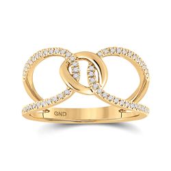 1/6 CTW Womens Round Diamond Negative Space Link Fashion Ring 14kt Yellow Gold - REF-31X4T