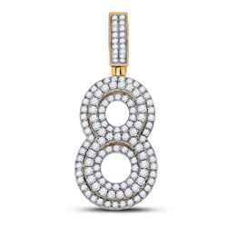 1 & 5/8 CTW Mens Round Diamond Number 8 Charm Pendant 10kt Yellow Gold - REF-102W3H