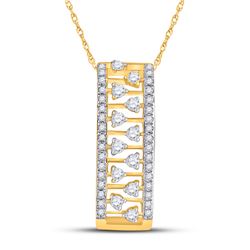 1/3 CTW Womens Round Diamond Rectangular Fashion Necklace 14kt Yellow Gold - REF-37Y5N