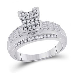1/2 CTW Round Diamond Cluster Bridal Wedding Engagement Ring 10kt White Gold - REF-47X6T