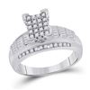 Image 1 : 1/2 CTW Round Diamond Cluster Bridal Wedding Engagement Ring 10kt White Gold - REF-47X6T