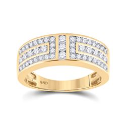 1 CTW Mens Round Diamond Symmetrical Wedding Band Ring 14kt Yellow Gold - REF-95X5T