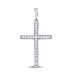 1/8 CTW Womens Round Diamond Cross Pendant 10kt White Gold - REF-13H5R