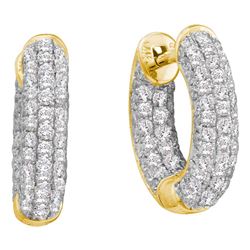 3/4 CTW Womens Round Diamond Huggie Earrings 14kt Yellow Gold - REF-74F9W
