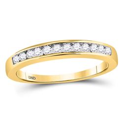 1/4 CTW Womens Round Channel-set Diamond Single Row Wedding Band Ring 14kt Yellow Gold - REF-36A2M