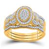 Image 1 : 3/8 CTW Round Diamond 3-Piece Bridal Wedding Ring 10kt Yellow Gold - REF-44H5R