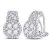 Image 1 : 1 & 5/8 CTW Womens Round Diamond French-clip Hoop Cluster Earrings 14kt White Gold - REF-156N7A