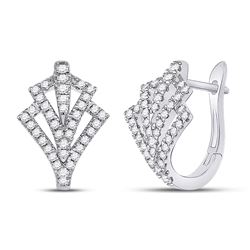 1/2 CTW Womens Round Diamond Hoop Earrings 14kt White Gold - REF-58N5A