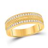 Image 1 : 1/2 CTW Mens Round Diamond Wedding Hammered Band Ring 14kt Yellow Gold - REF-92W3H