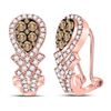 Image 1 : 1 CTW Womens Round Brown Diamond Hoop Earrings 14kt Rose Gold - REF-95M5F
